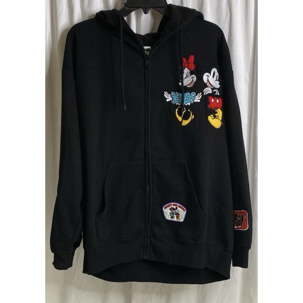 Disney Mickey Mouse Black Zip Up Hooded Jacket Womens Size XXL